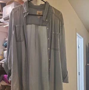 Soft denim long button up